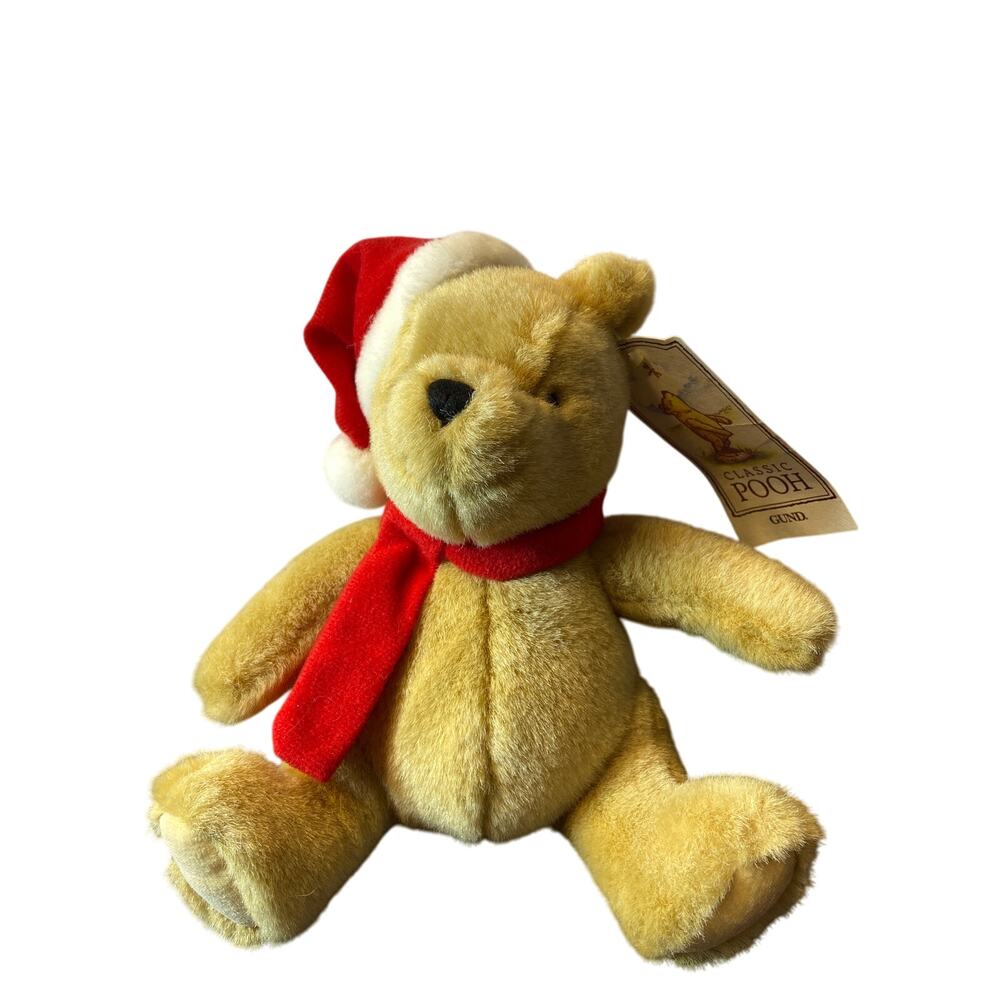 Winnie‎ The Pooh 7 1/2 inch classic Bear, with Christmas hat
